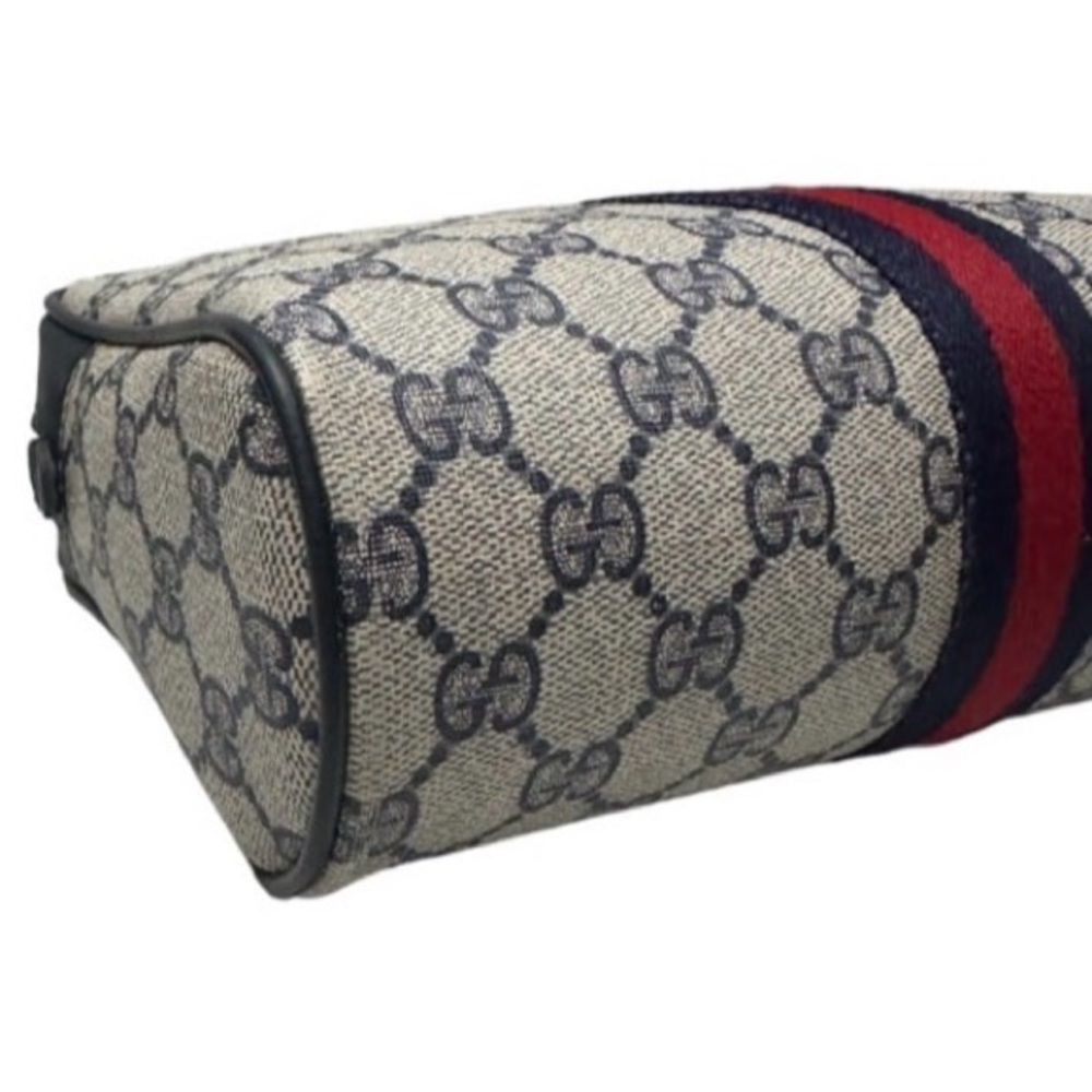 Vintage Gucci Blue GG Canvas Pouch with Red Web Stripe - Picture 3 of 8